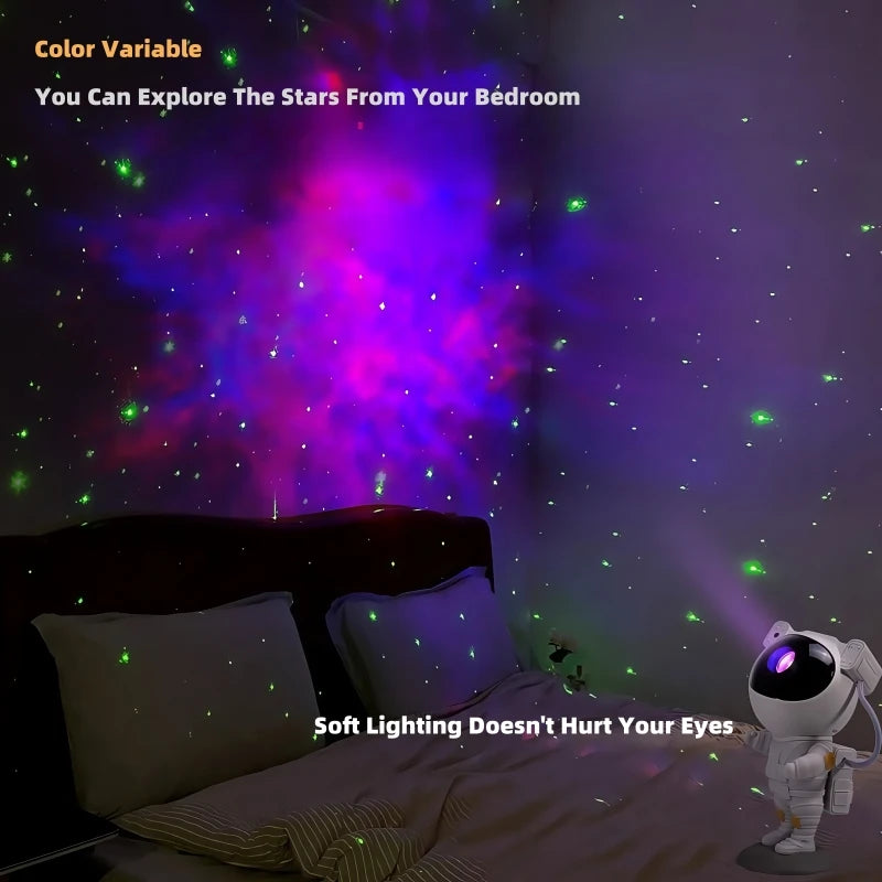 Astronaut Star Projector Night Light – USB Rechargeable & Remote Control