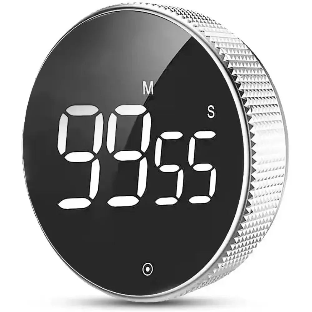 Magnetic LED Digital Timer – Silent Countdown Clock with Rotary Control for Kitchen, Study & Cooking