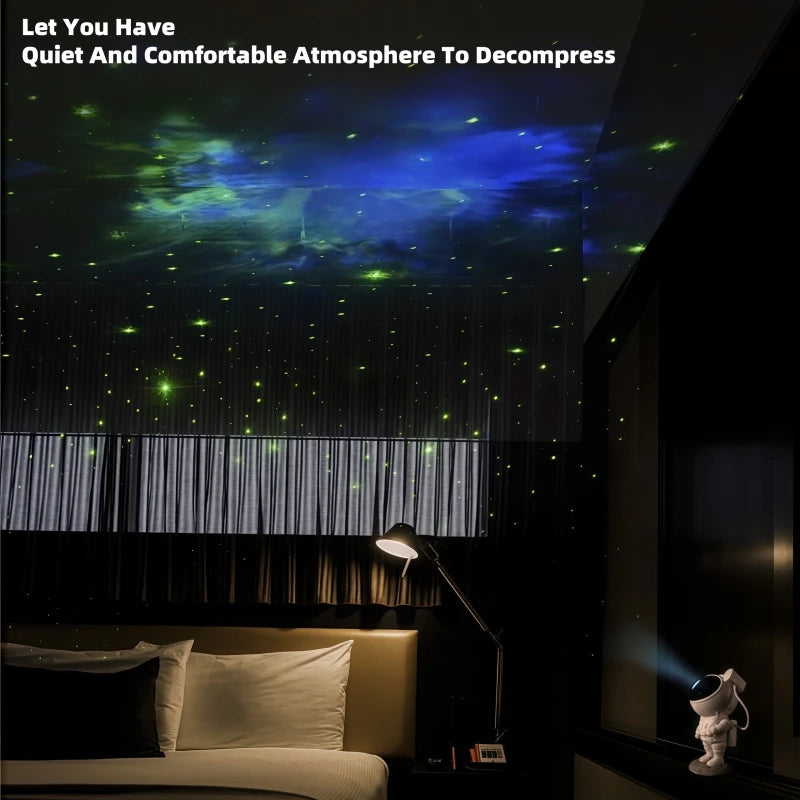 Astronaut Star Projector Night Light – USB Rechargeable & Remote Control