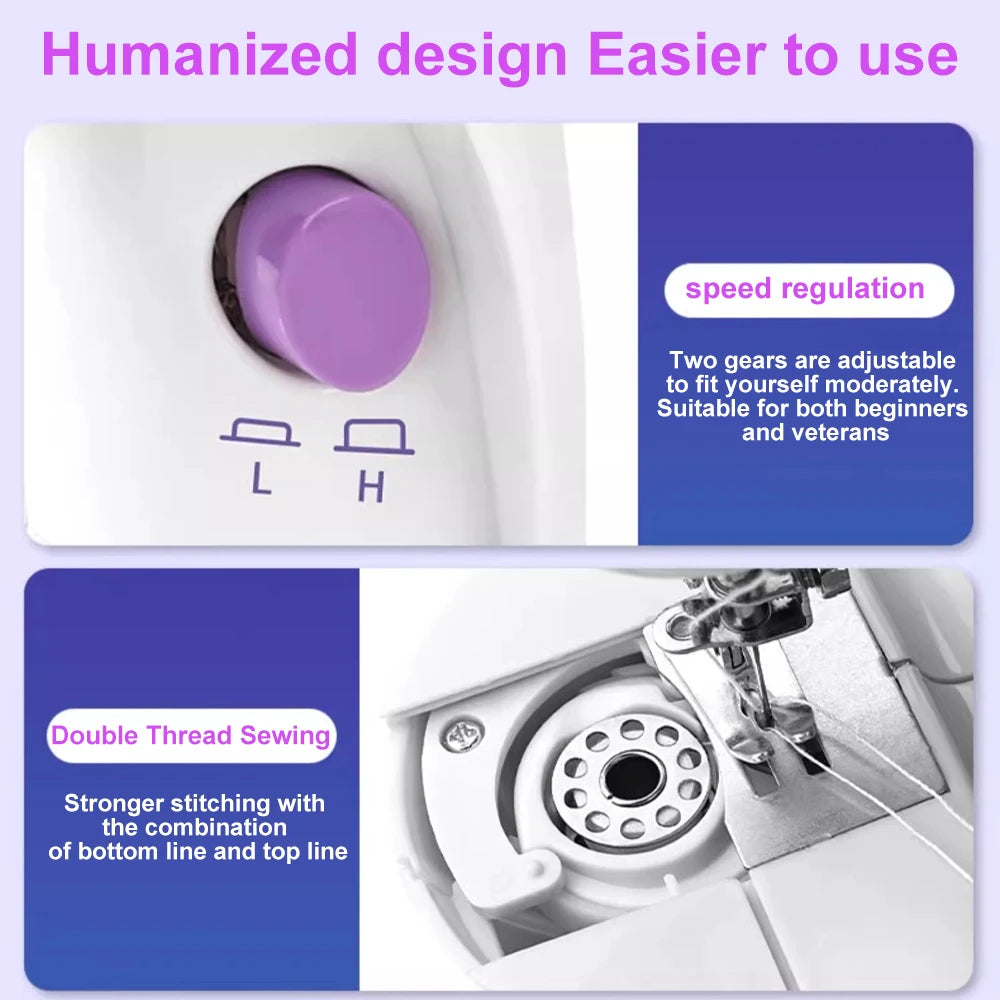 Compact Sewing Machine 202 – With Built-in Light, Cutter & Pedal | Ideal for Beginners