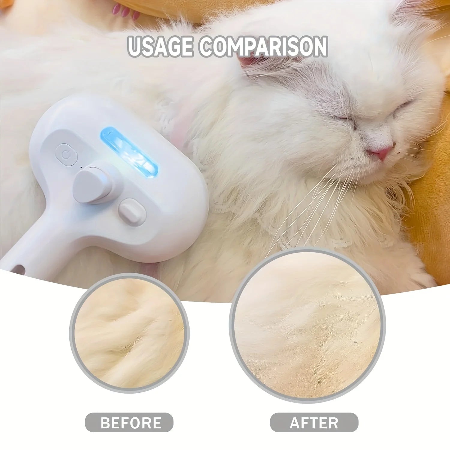 Pet Hair Remover Comb with Spray – Grooming Tool for Dogs & Cats with Built-in Mist Function