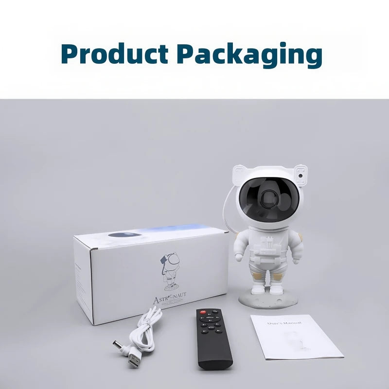 Astronaut Star Projector Night Light – USB Rechargeable & Remote Control