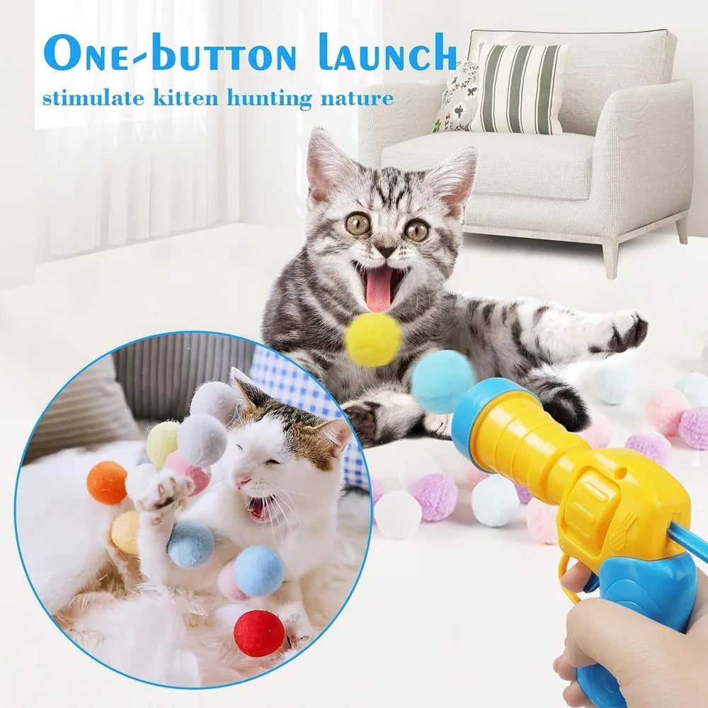 Interactive Cat Toy - Plush Ball Launcher for Indoor Play