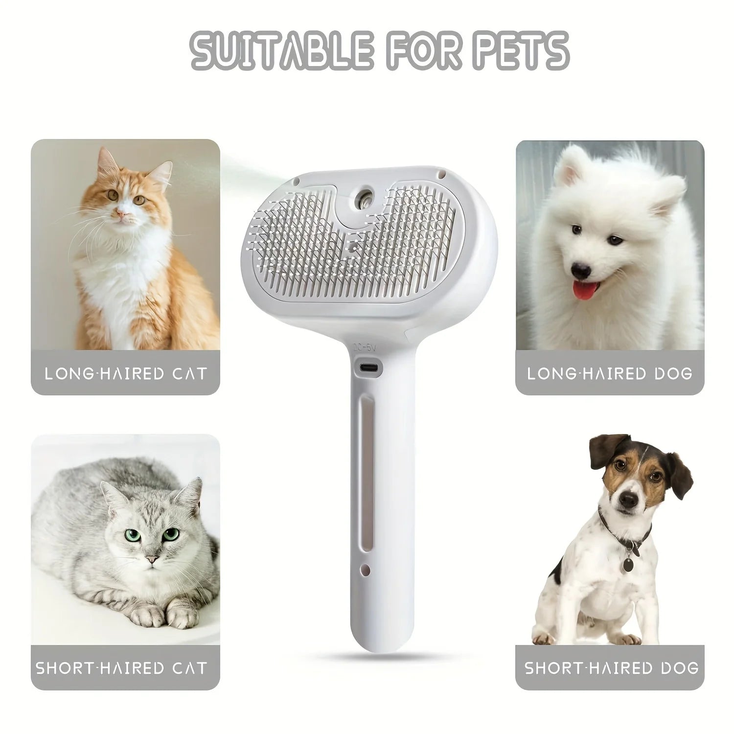Pet Hair Remover Comb with Spray – Grooming Tool for Dogs & Cats with Built-in Mist Function